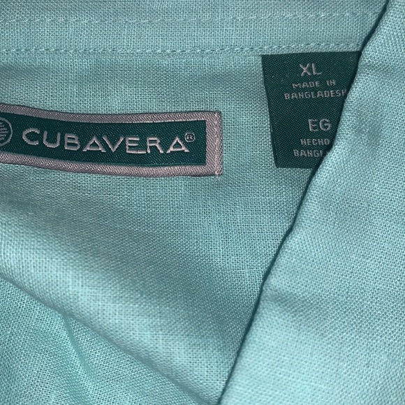 Cubavera Mint Linen/Cotton Button Down - Picture 4 of 5
